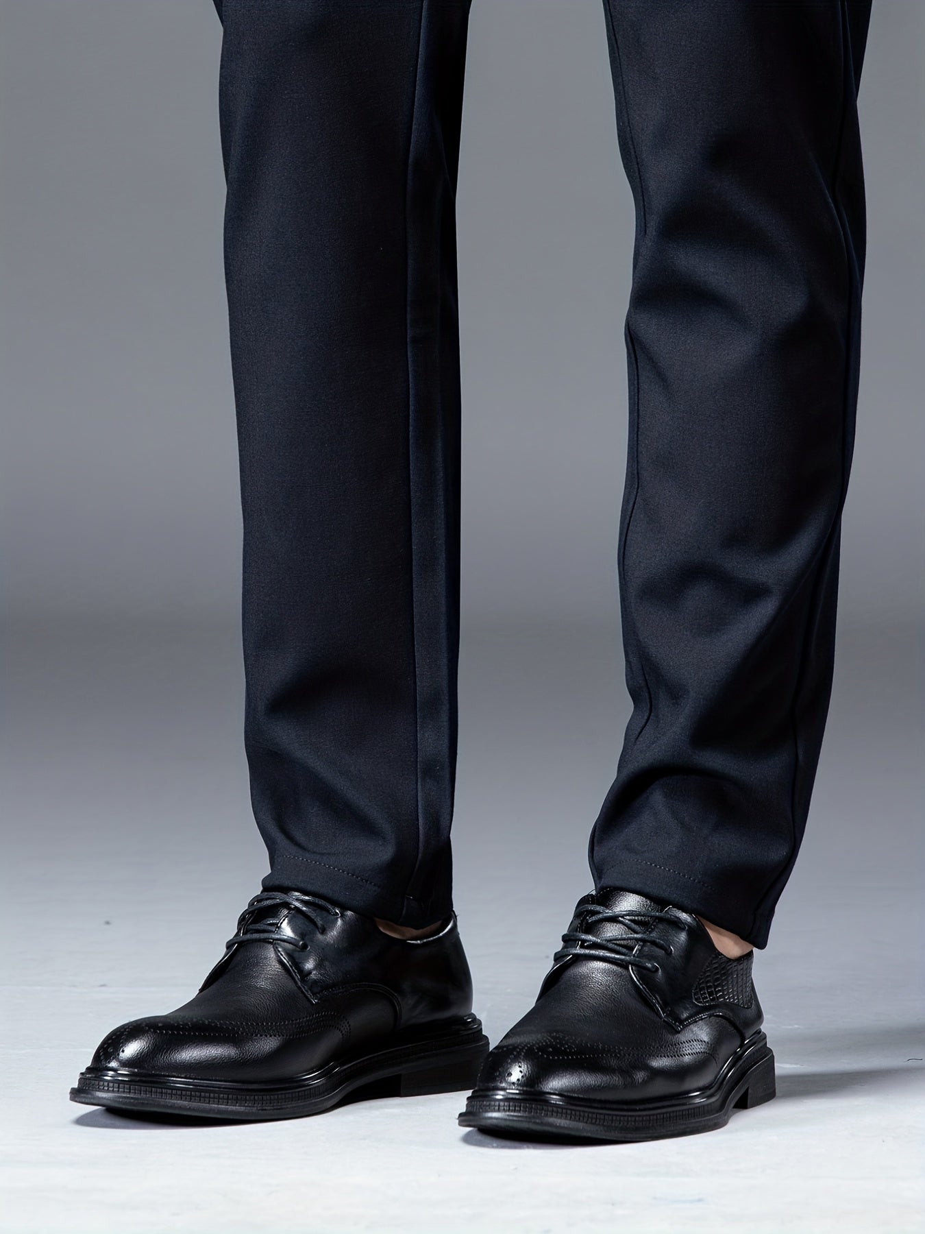 Men's Straight Fit Business Pants Flat Front Trousers