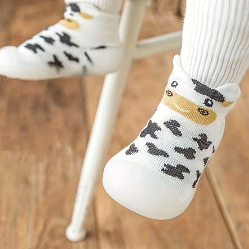 Cartoon Cow Slip On Sock Shoes For Baby Girls
