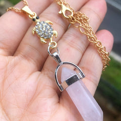 Healing Crystal Stone Turtle Pendant Necklace - Birthday Gift