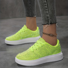 Rhinestone Flat Skateboard Shoes, Diamond Decor, Portable
