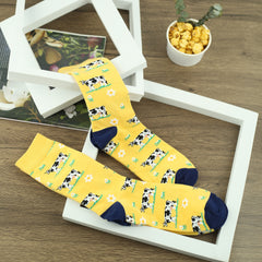 Men's Cartoon Cow Crew Socks x 2 Pairs