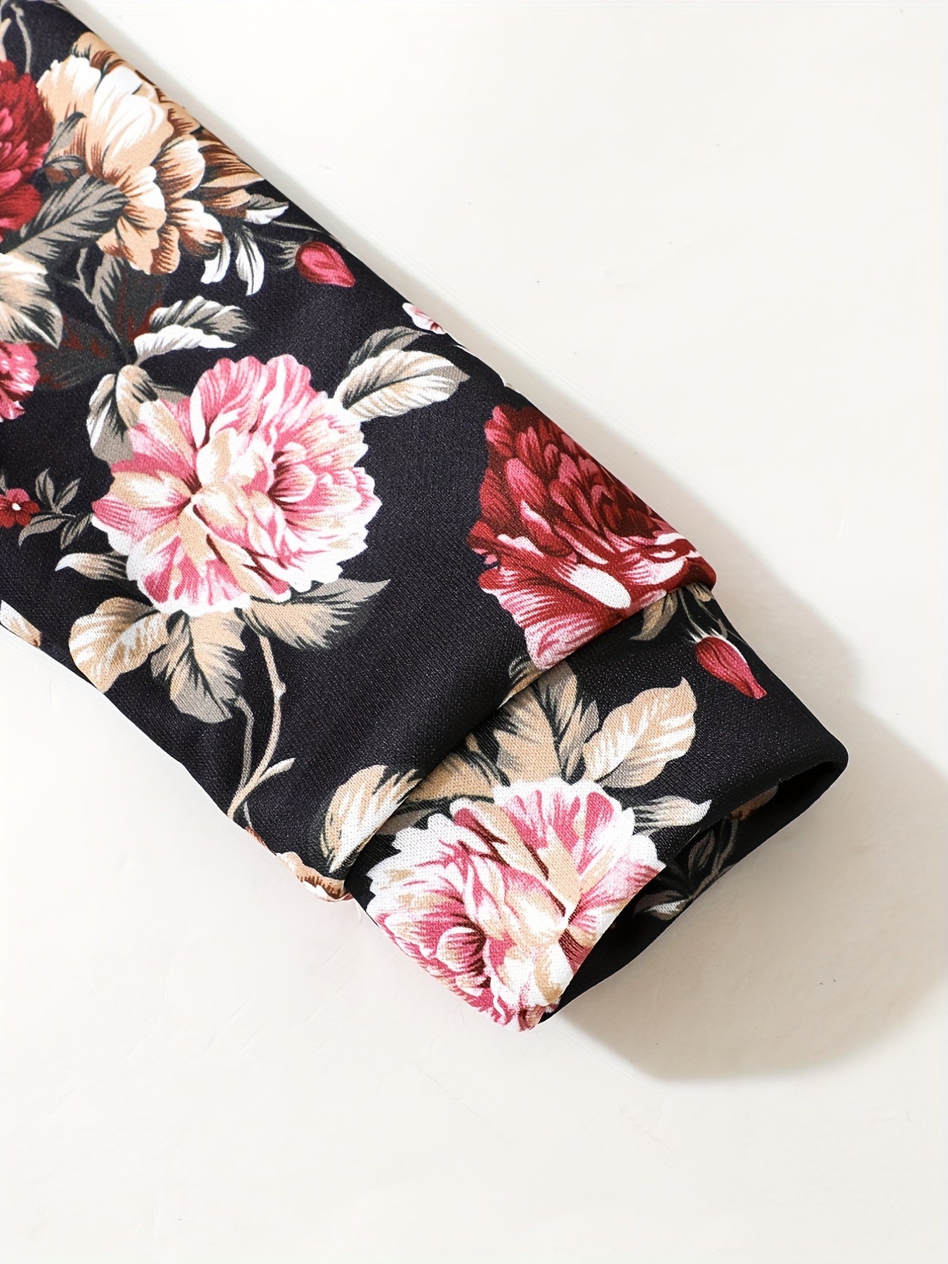 Peony Floral Pattern Girl's 2pcs Long Sleeve Top & Pants Set