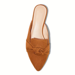 Bowknot Flat Mules Pointed Toe Slip On Loafers