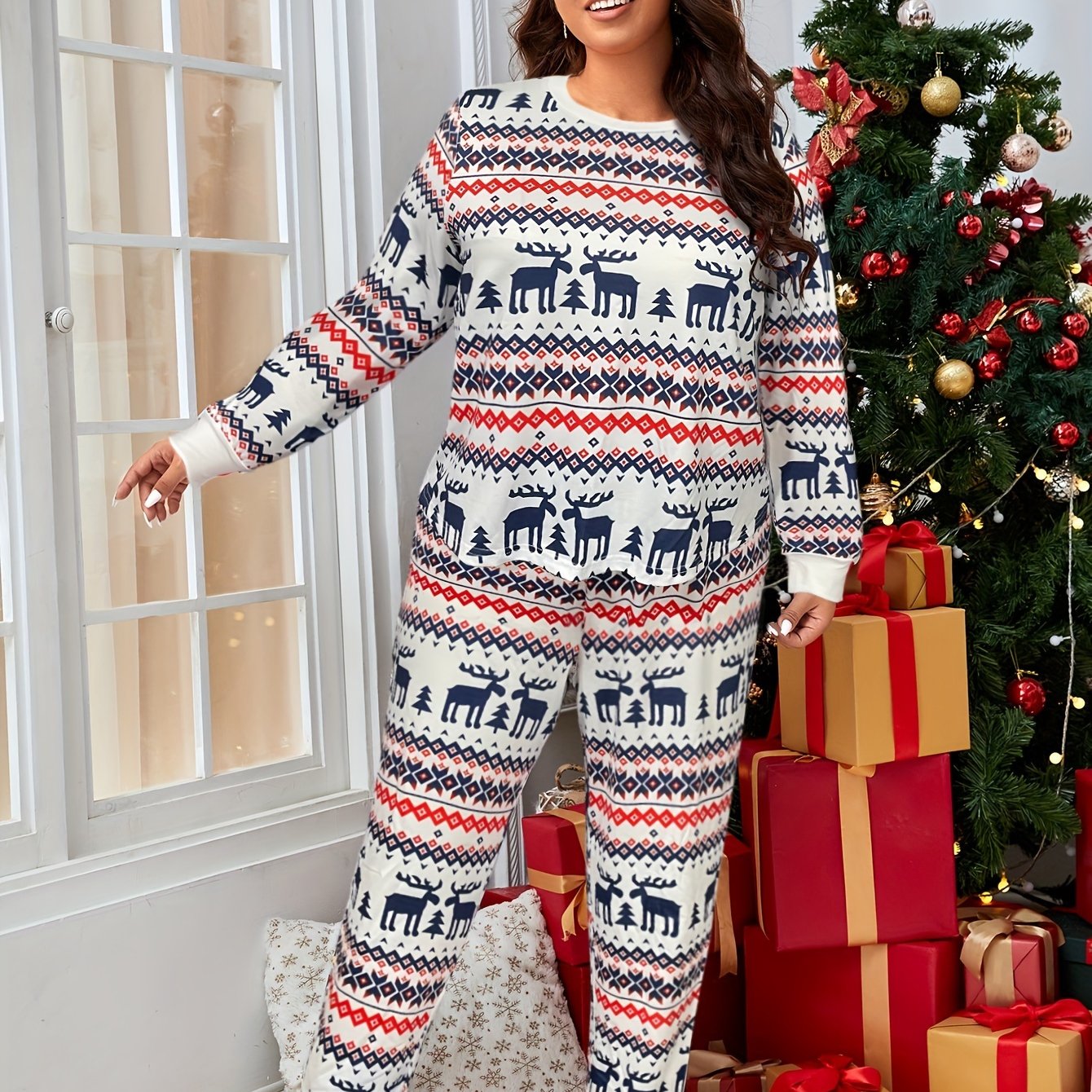 Elk & Geo Print Loungewear Set