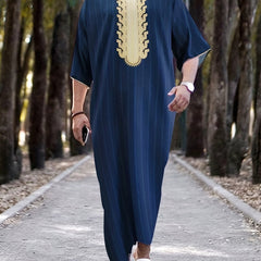 Islamic Arabic Kaftan Men Long Sleeve Muslim Clothes Vintage Casual