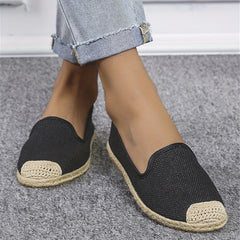 Women's Espadrille Flat Shoes Breathable Soft Sole Slip On Canvas Shoes