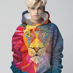 Colorful Lion Boys 3D Print Hoodie Spring Fall Kids Sweatshirt