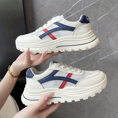 Women's Mesh Chunky Sneakers Breathable Lace Up Low Sports Shoes