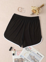 Contrast Trim Elastic Waist Shorts for Women