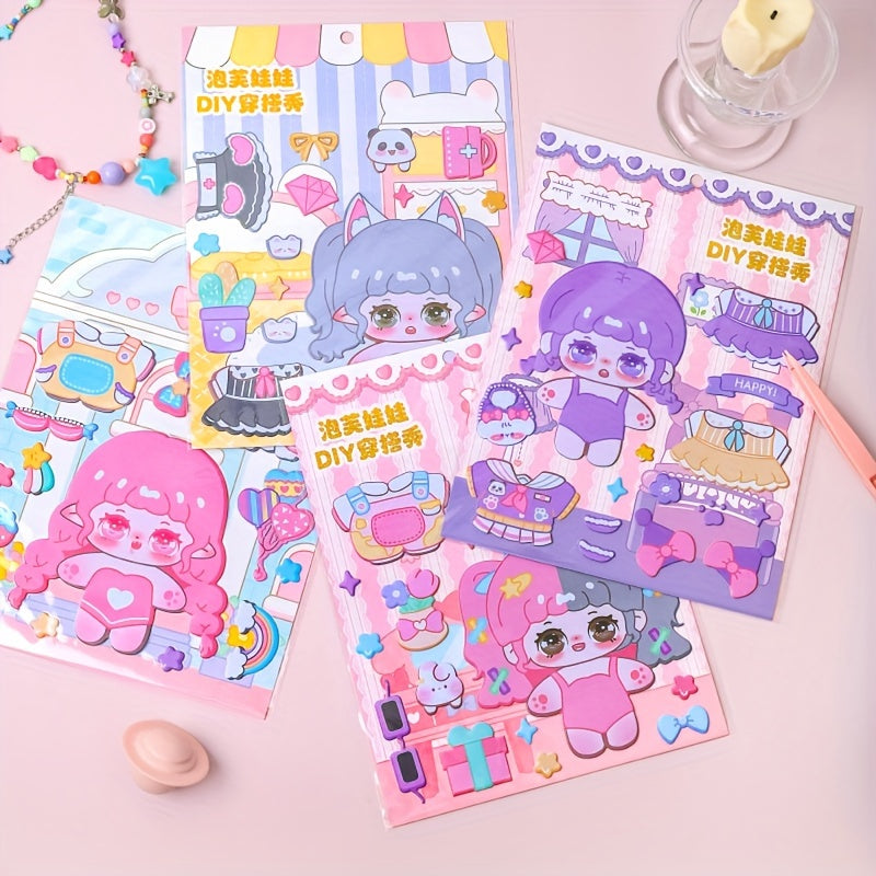 Foam Puff Doll DIY Dressing Show Stickers - DIY Decoration Stickers