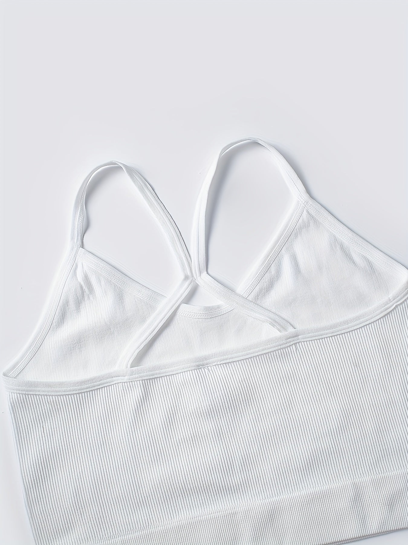 4pcs Ribbed Cross Back Cami Tops No Padding Women's Lingerie