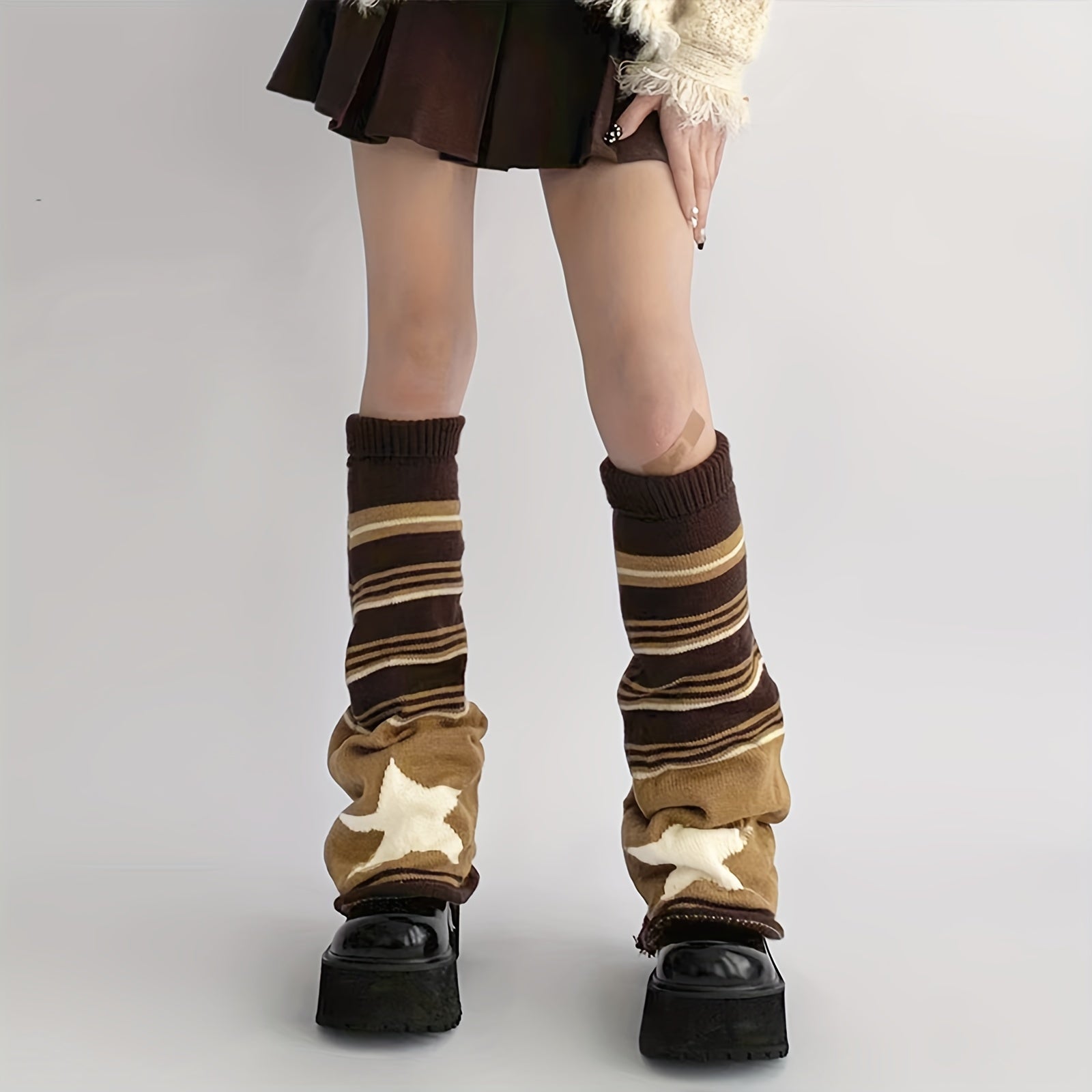 Striped Leg Warmers JK Style Knee High Socks