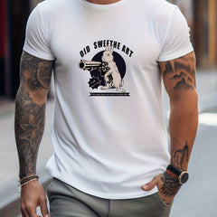 Anime Rabbit Print Men's Graphic Crew Neck T shirt Casual Comfy Tees Tshirts
