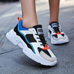 Women's Thick Bottom Running Shoes Soft Sole Athletic Lace Up Sneakers