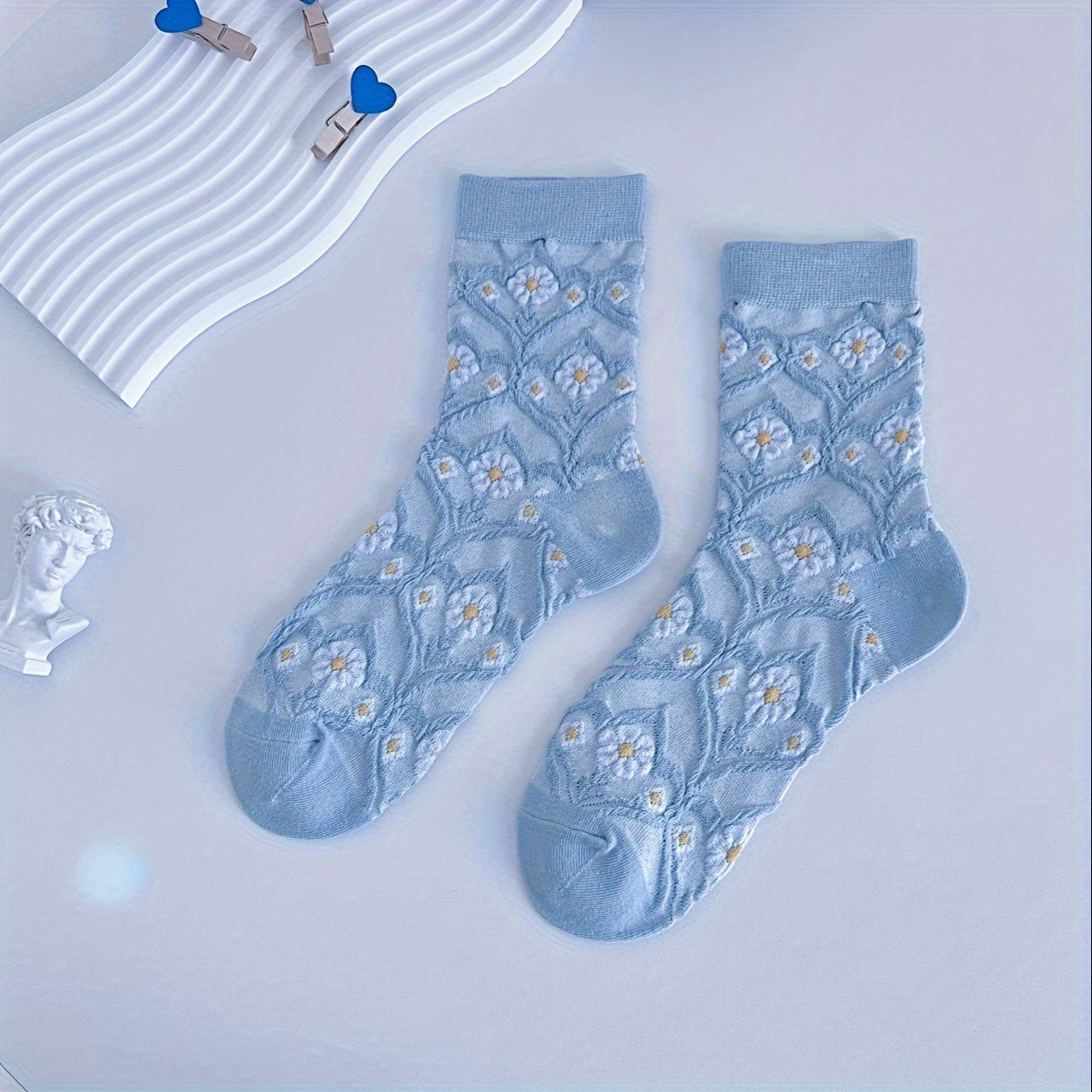 5 Pairs Floral Print Mid Tube Socks for Women
