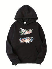 Anime Eyes Print Boys Hooded Sweatshirt
