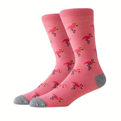 5 Pairs Flamingo Pattern Socks Breathable Mid Tube Women's Stockings