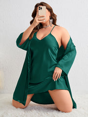 Sexy Open Front Satin Robe & Cami Set