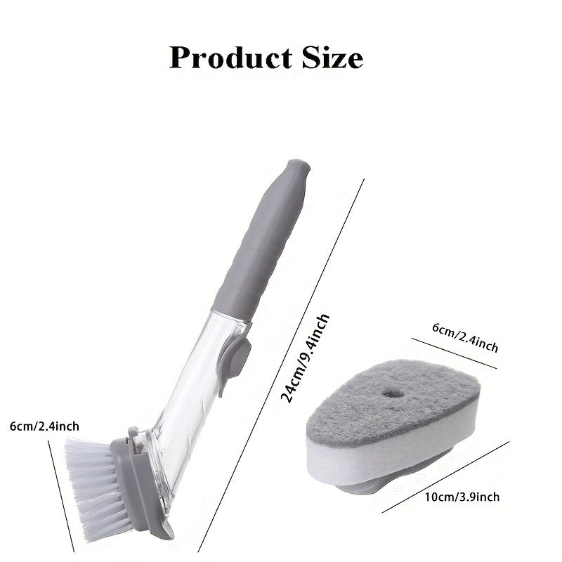 Kitchen Dish Brush With Soap Dispenser Long Handle Dishwashing Clean Brush