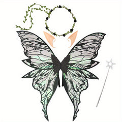 4pcs Fairy Wings Flower Crown Magic Wand Elf Ears Women Role Play Themed Parties