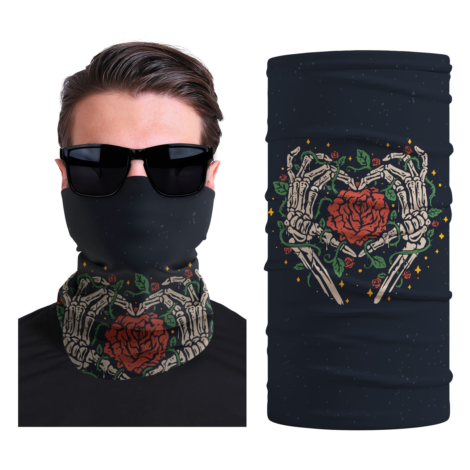 Skull Half Face Mask UV Resistant Neck Cover