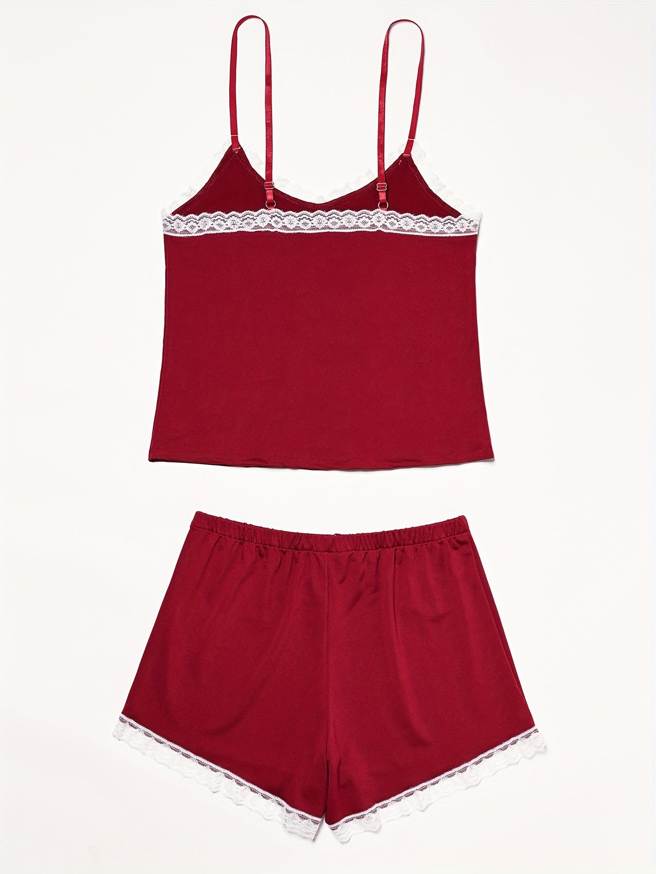 Lace Trim Pajama Set Cami Top & Shorts Women's Sleepwear