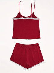 Lace Trim Pajama Set Cami Top & Shorts Women's Sleepwear