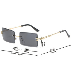 Rectangular Rimless Gradient Shading Sunglasses Women's Eyewear