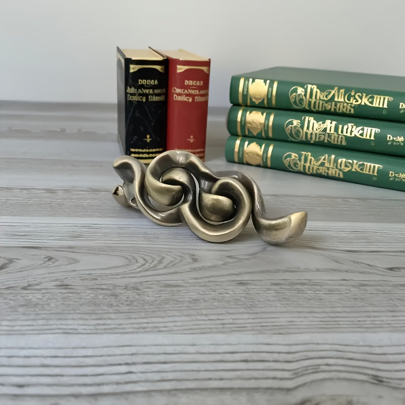 Adult Bronze Metal Puzzle Toy - Portable Brain Teaser Game