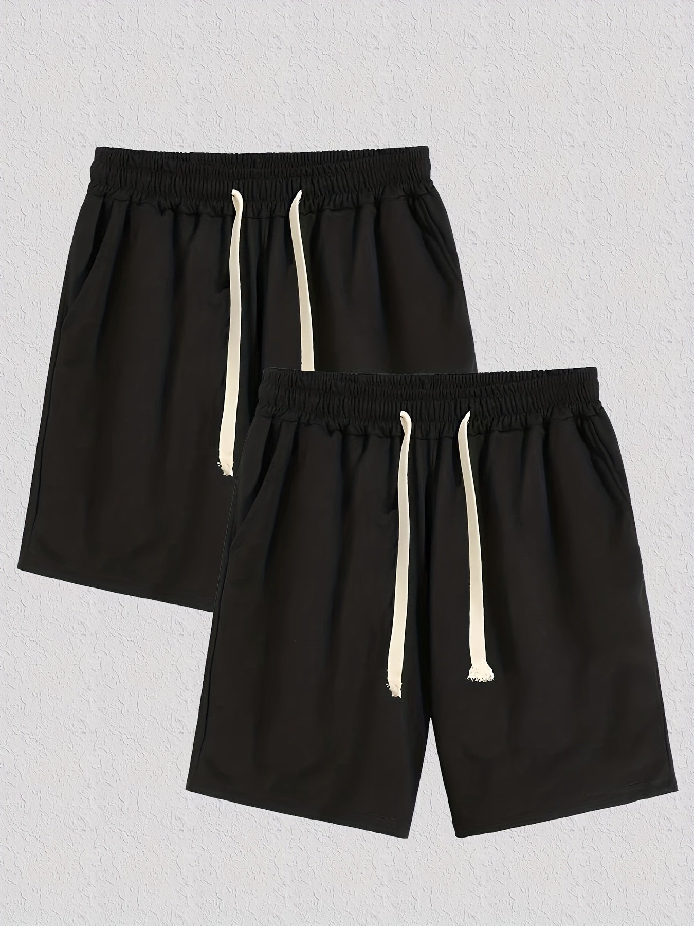 Men's Casual Solid Elastic Waist Drawstring Shorts for Summer