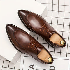 Men's Vintage Lace Up Dress Shoes, Casual Walking Shoes
