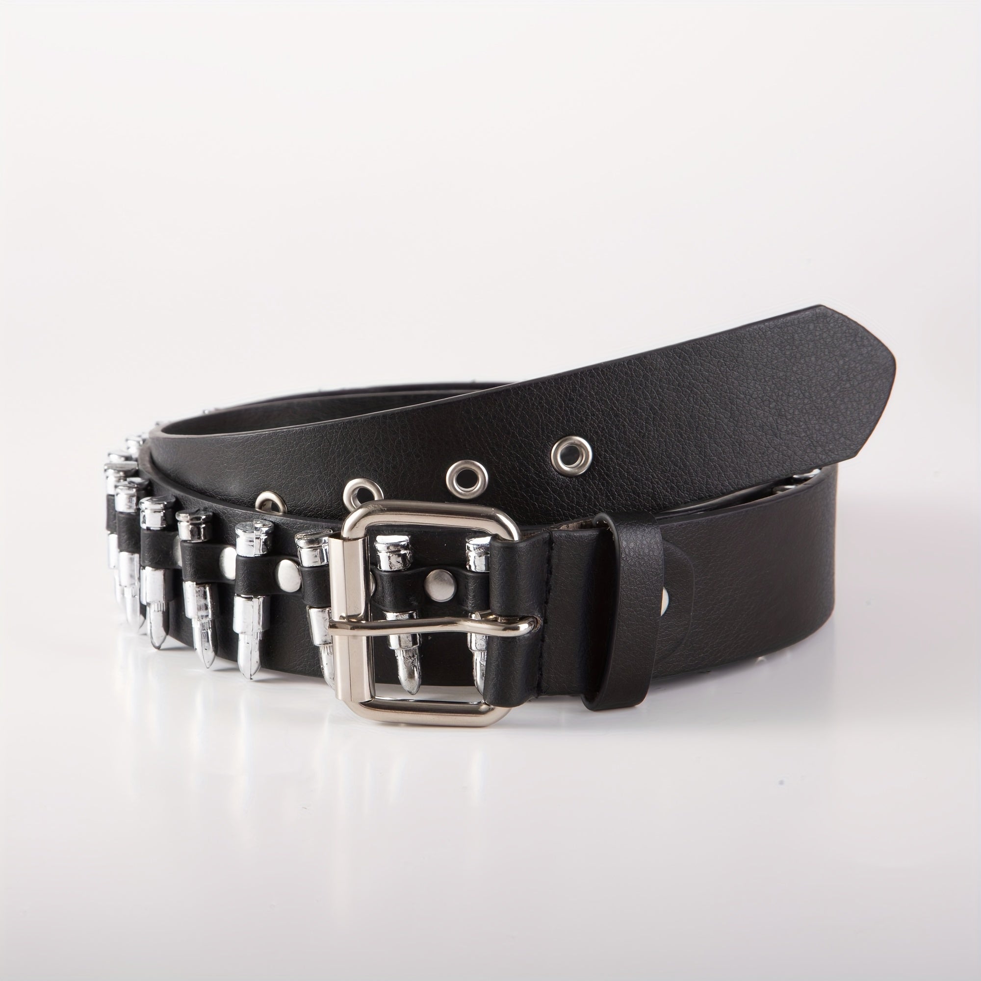 Men's PU Leather Rivet Belt Punk Metal Rock Decoration