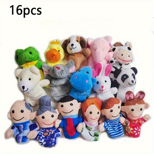 16pcs Soft Plush Finger Puppet Set for Storytime Learning