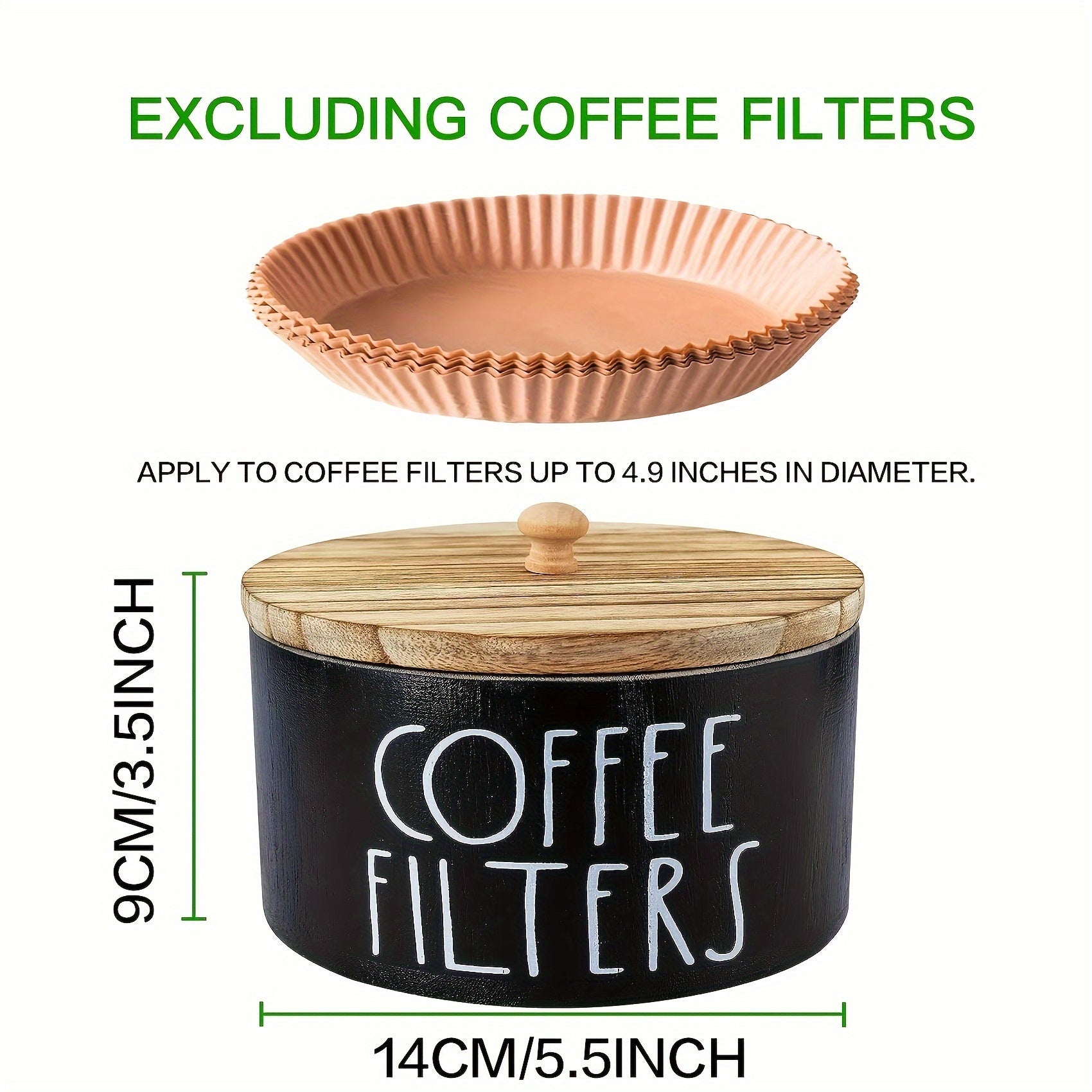 Coffee Filter Holder Wooden Storage Container Dispenser Lid