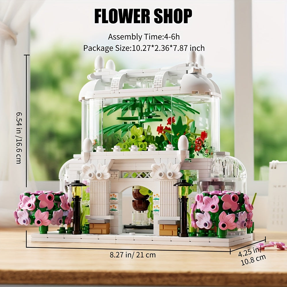 597pcs Flower Shop Building Set City Street Scene Toy