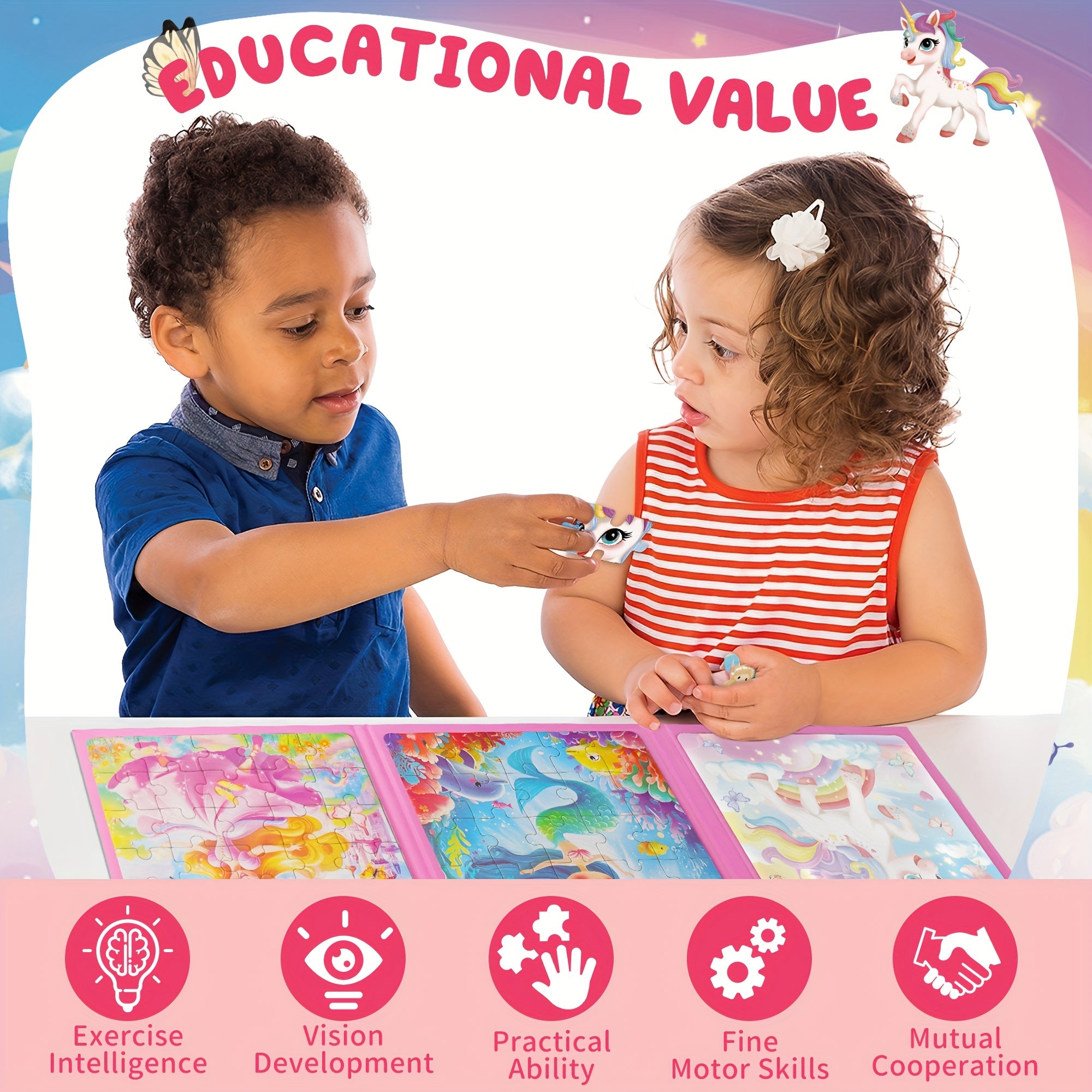 Magnetic Puzzles for Kids Toddler Book to Develop Creativity and Motor Skills