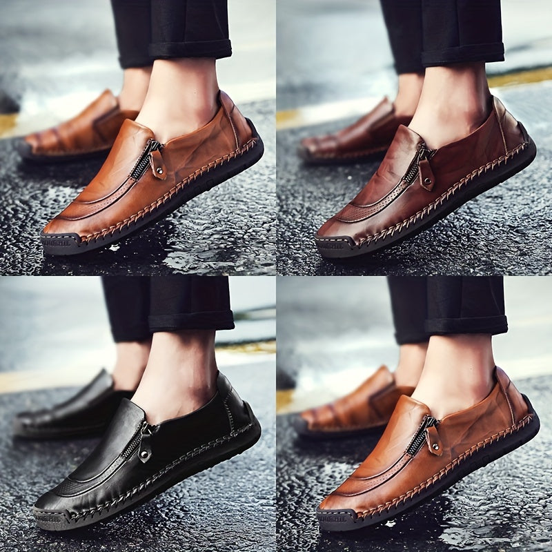 Men's Side Zipper Loafer Shoes Non-slip Slip On Spring Summer