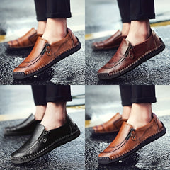 Men's Side Zipper Loafer Shoes Non-slip Slip On Spring Summer