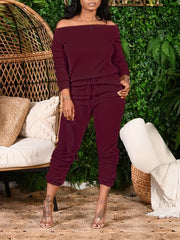 Women's Plus Off Shoulder Top & Jogger Pants Set