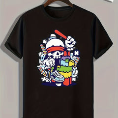 Cartoon Skull Print Men's Graphic T shirt Casual Comfy Tee