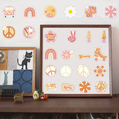 50pcs Hippie Stickers Vinyl Waterproof Party Decorations for Laptop Water Bottle
