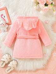 Toddler Baby Girl Soft Plush Robe Hooded Pajamas Coat Sleepwear
