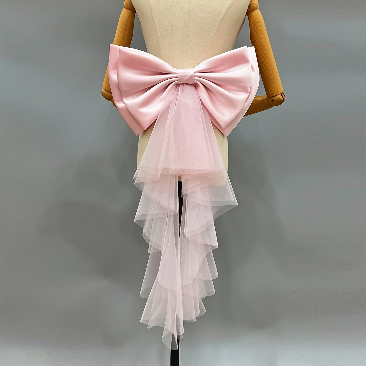 Royal Court Style Bridal Bow Accessory with 24" Tulle Tail