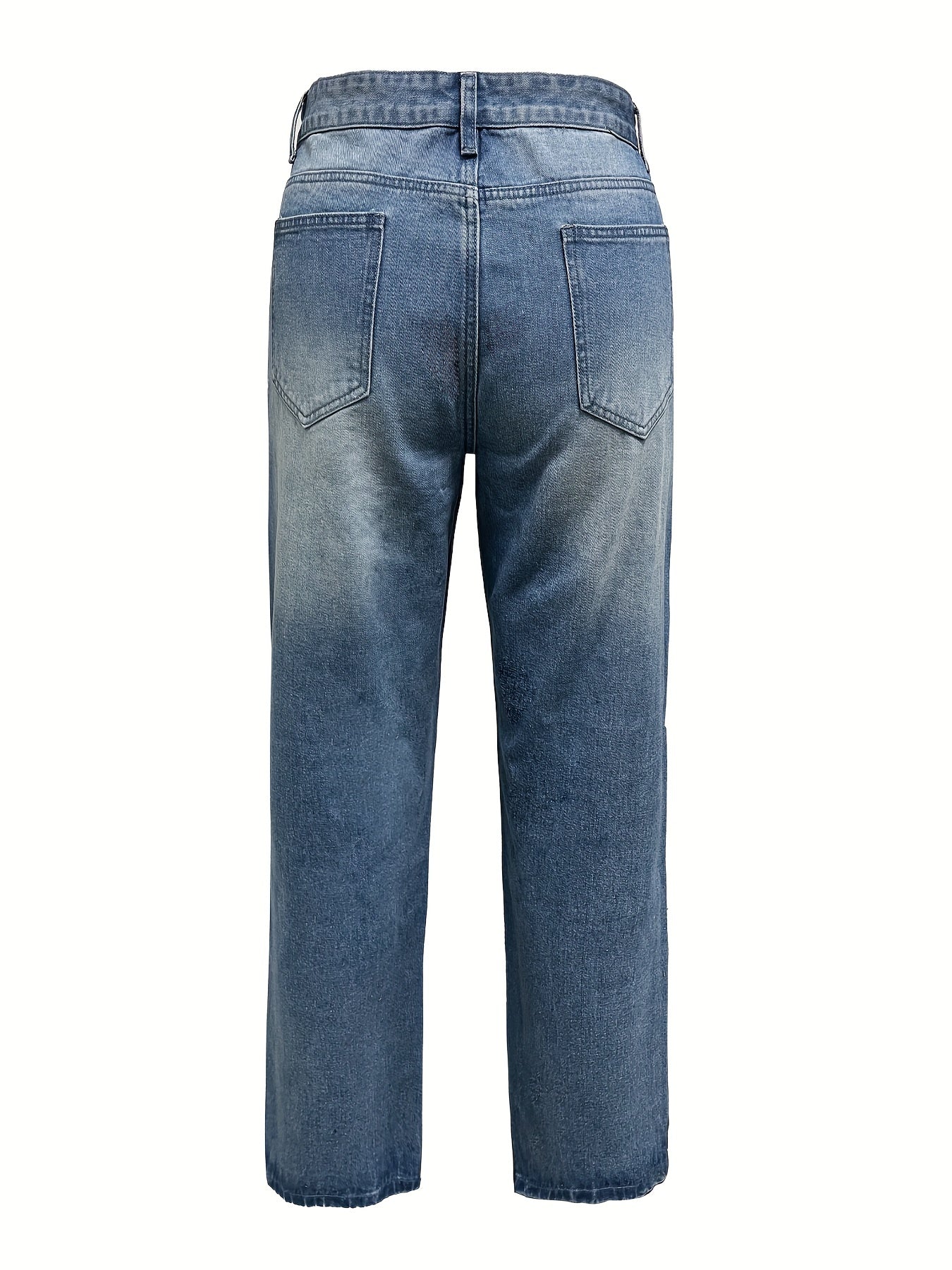 Button Fly Ripped Washed Jeans