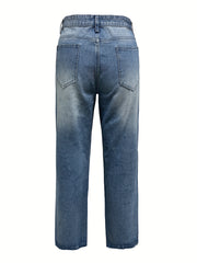 Button Fly Ripped Washed Jeans