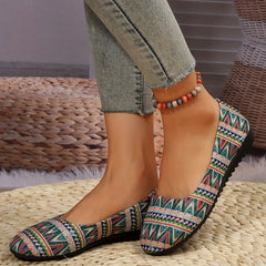 Women's Geometric Pattern Flat Shoes Slip On Closed Toe Comfortable Lightweight
