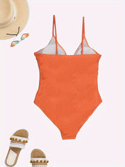 Women's Plus One Piece Swimsuit Deep V Neck Ruched Bathing Suit