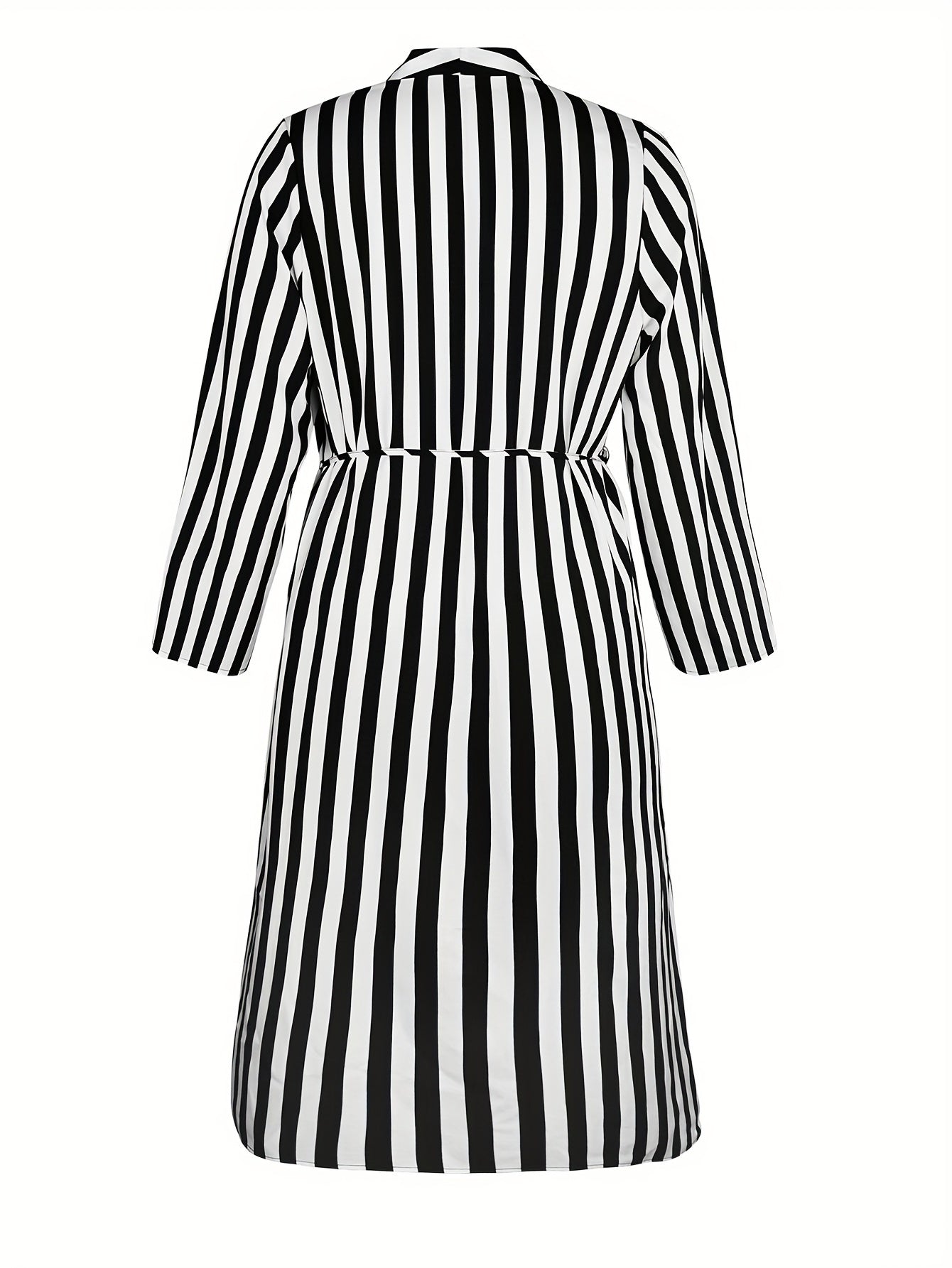 Stripe Print Long Sleeve V Neck Dress