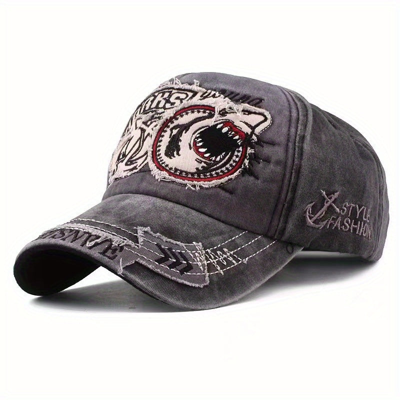 Embroidered Big Shark Baseball Cap for Men and Women
