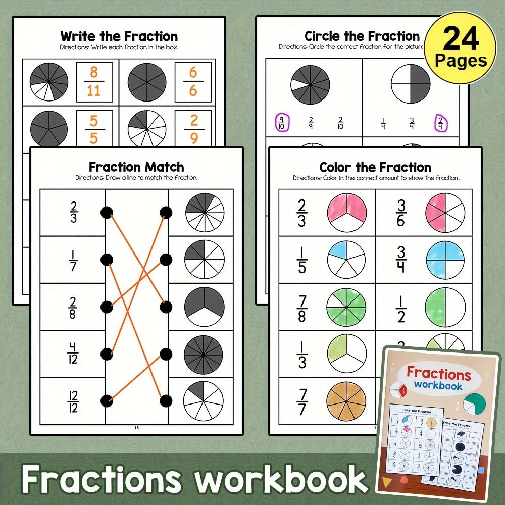LACHILLY Math Workbooks: Fractions Learning Fun